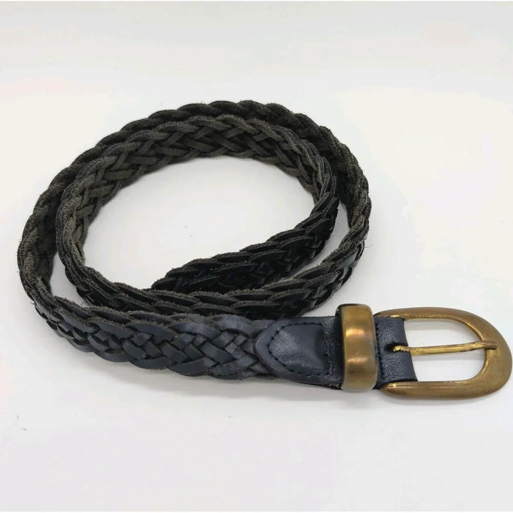 Vtg Capezio Argentina Braided Belt Womens Small Waist Navy Blue Genuine Leather